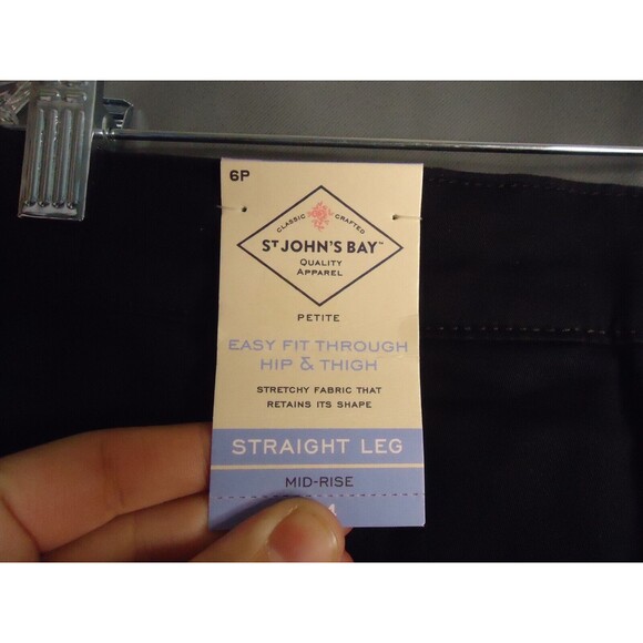 St Johns Bay Comfort Waist Secretly Slender Mid Rise Straight Leg Pants Black 6P - Picture 4 of 12